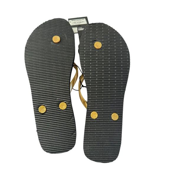 Flip Flops Womens 8/9 *READ* Fur Accent Gold Straps NWT INC Macys Sandals #4093 - Picture 9 of 9